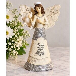 Pavilion Elements Nurse Angel Figurine Nurses Care With All Their Heart 6in Gift